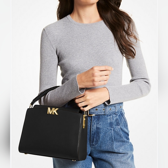 Michael Kors medium Karlie crossbody satchel olive leather gold hardware bag - Picture 12 of 14